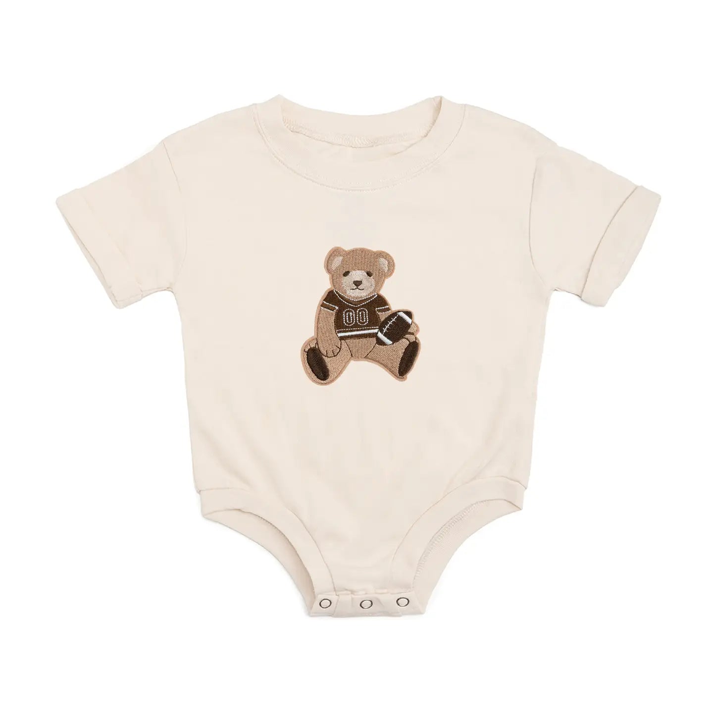 Teddy Bear Patch Short Sleeve Romper