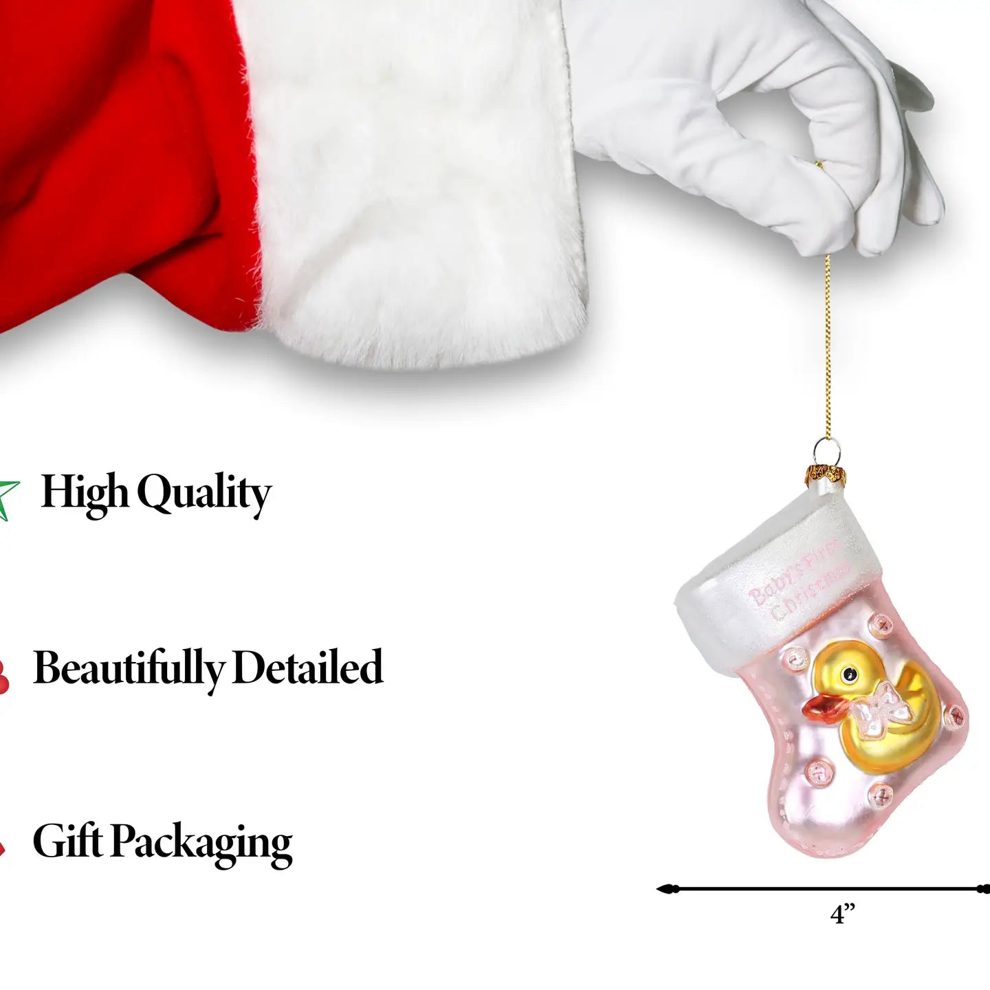 Baby Girl Stocking Glass Ornament