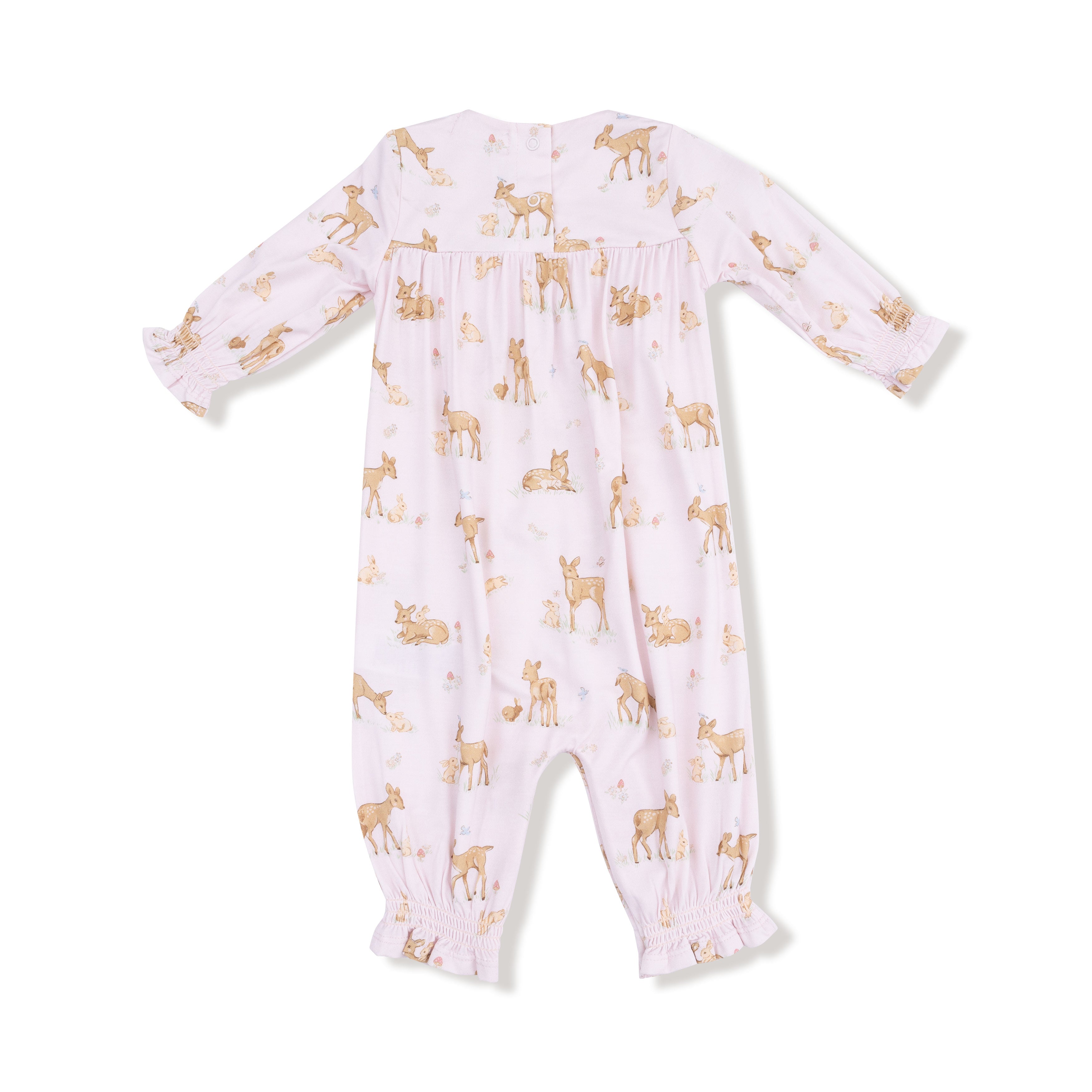 Pink Little Fawn Smocked LS Romper