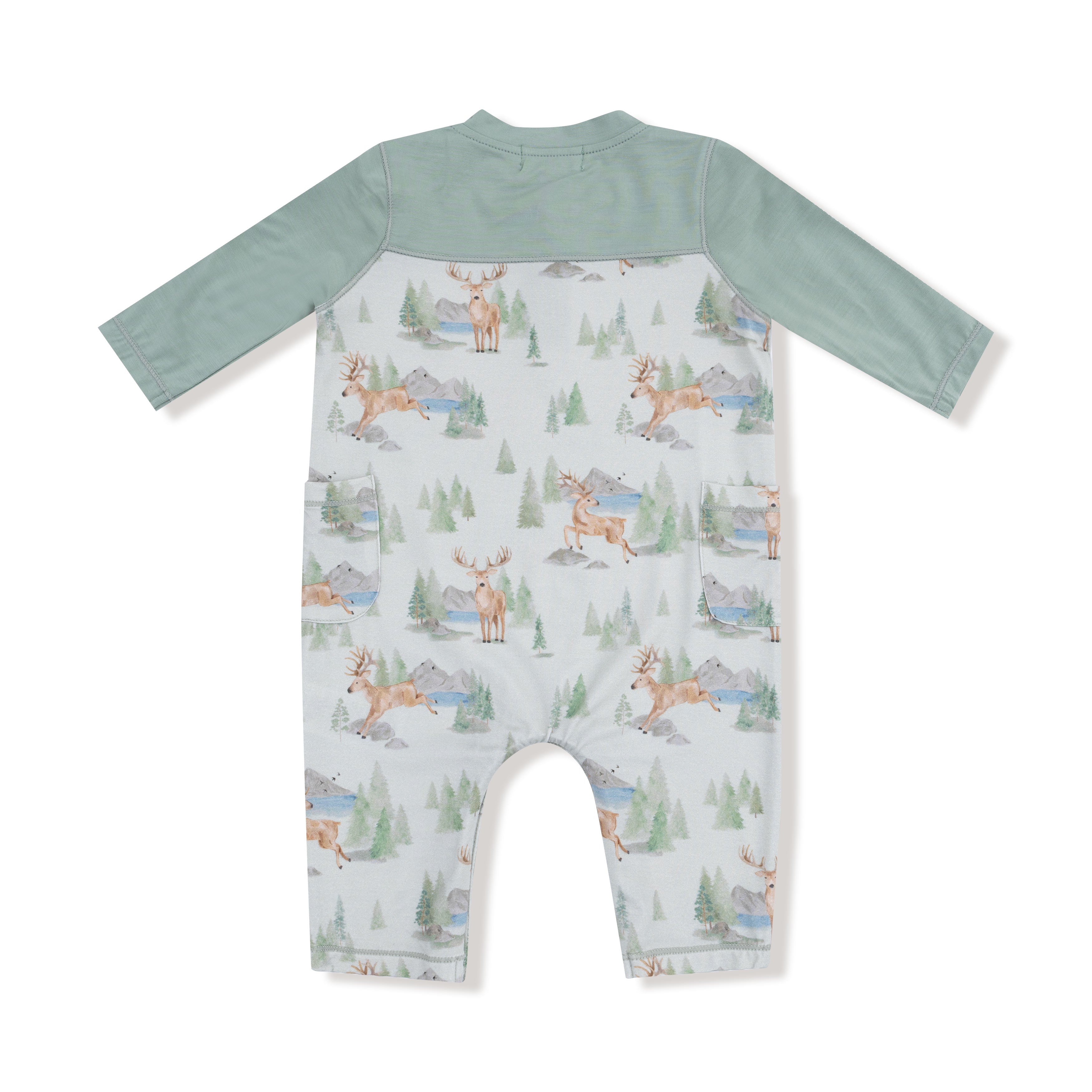 Green Sleeve Buck Deer LS Romper