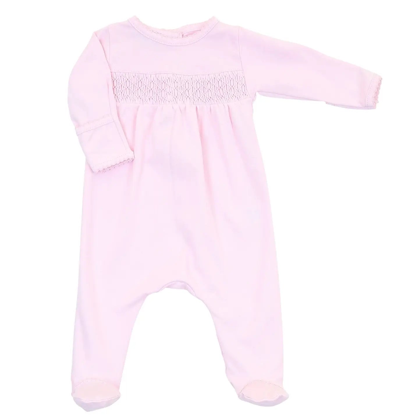 Pink Smocked Footie - Soft Pima Cotton