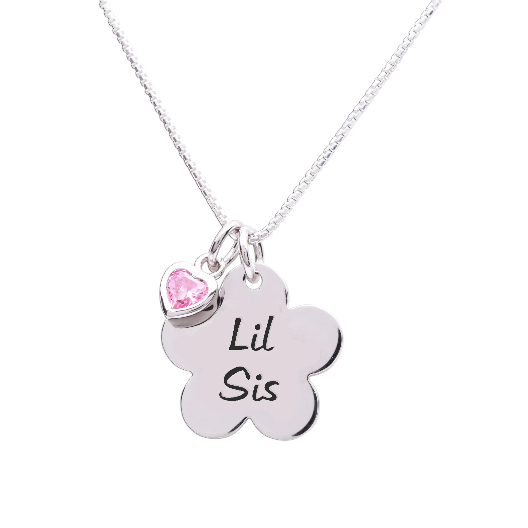 Silver Lil Sis Daisy Charm Necklace