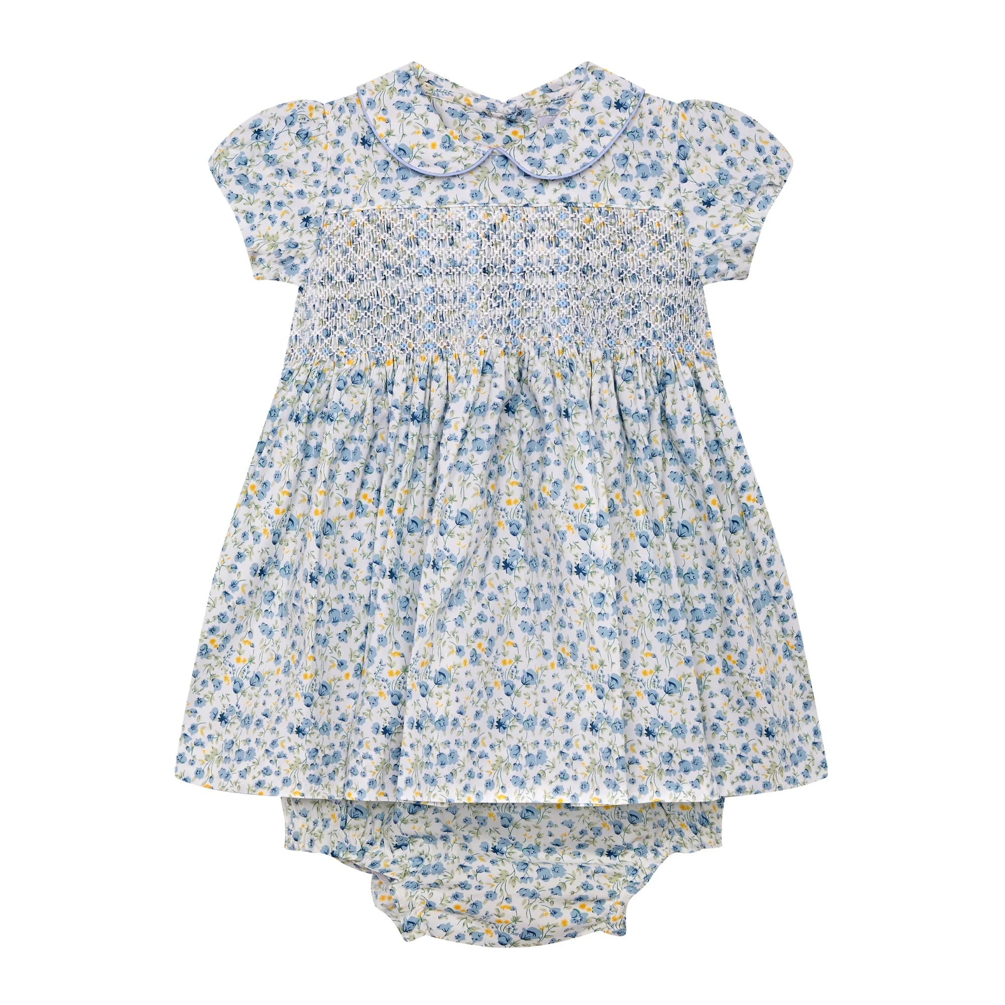 Belle Smock Dress & Bloom (SS Blue Yellow Floral Collar)