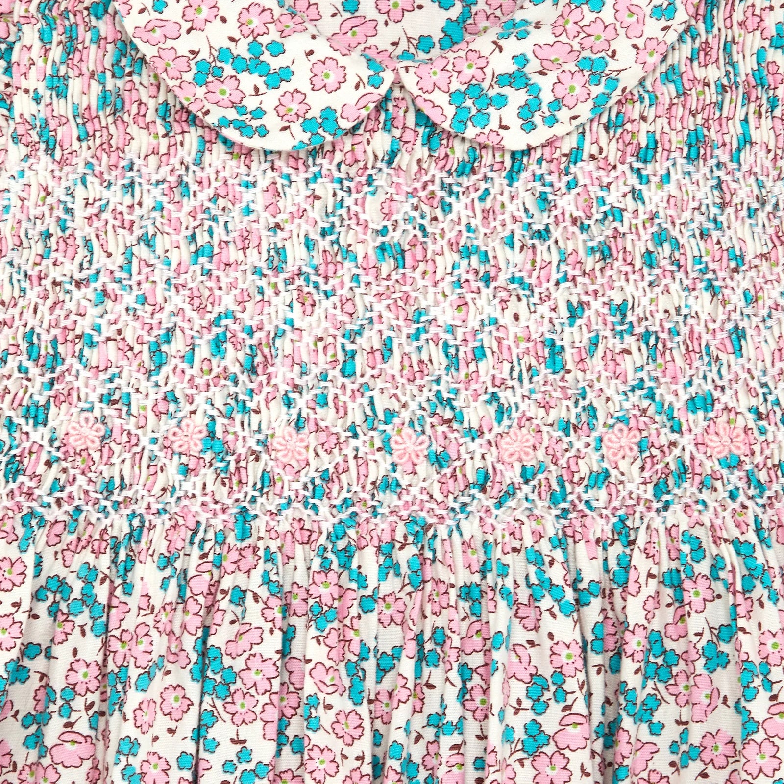 Beverly Smock Dress & Bloom (Cap Pink Green Floral Collar)