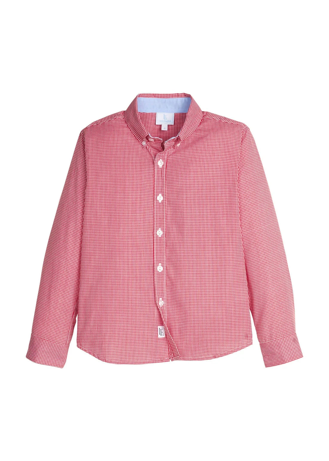 Red Mini Gingham Button Down Shirt