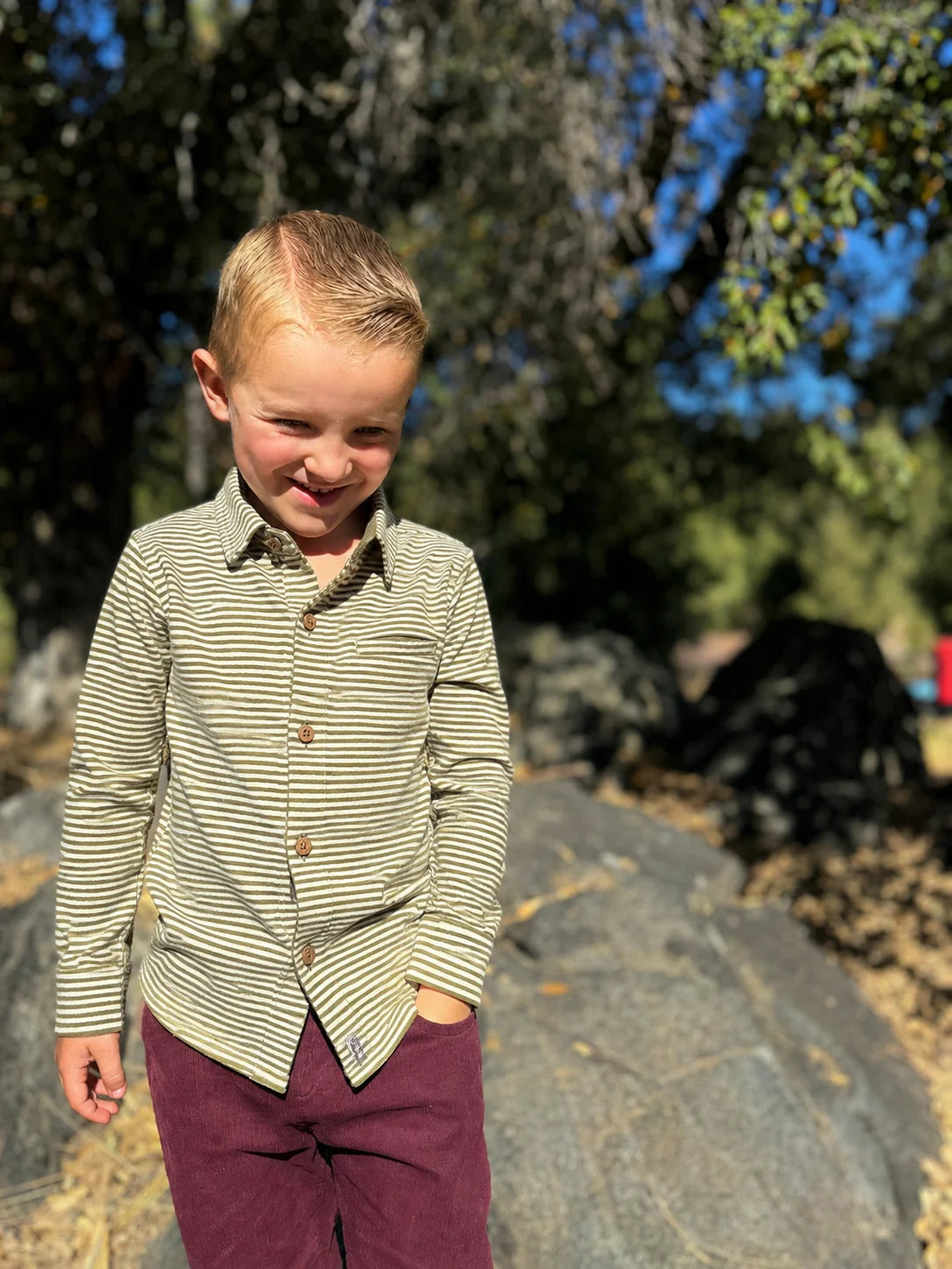 Sage and Cream Ribbed Stripe Jersey Shirt