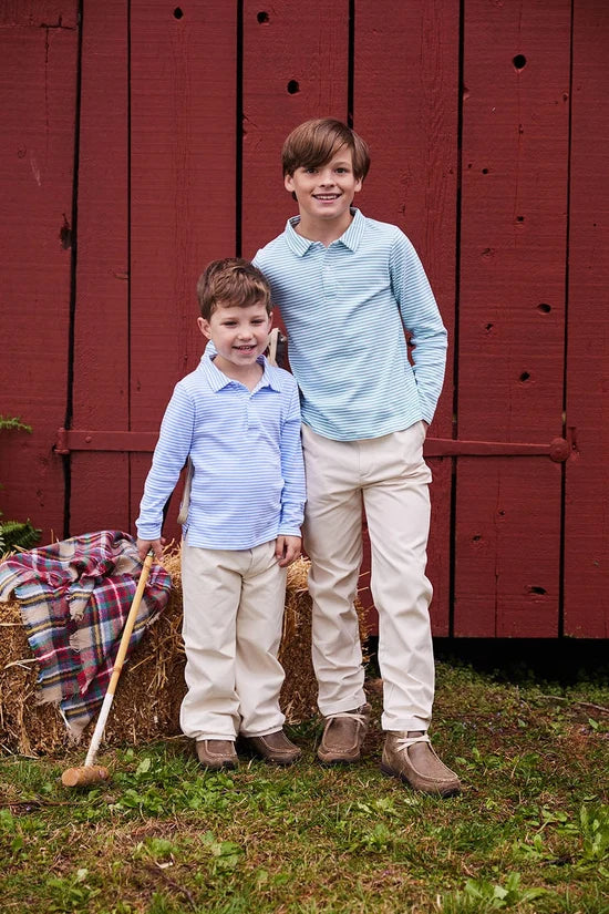 Light Blue Stripe LS Polo