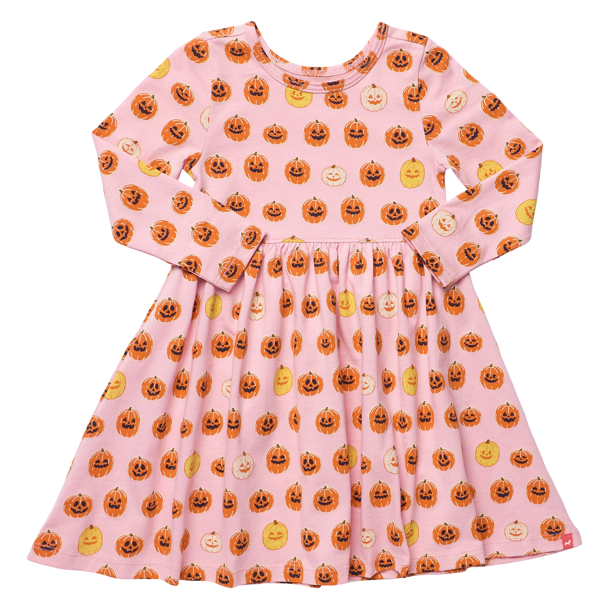 Mixed Jack O'Lanterns Long Sleeve Sunny Dress