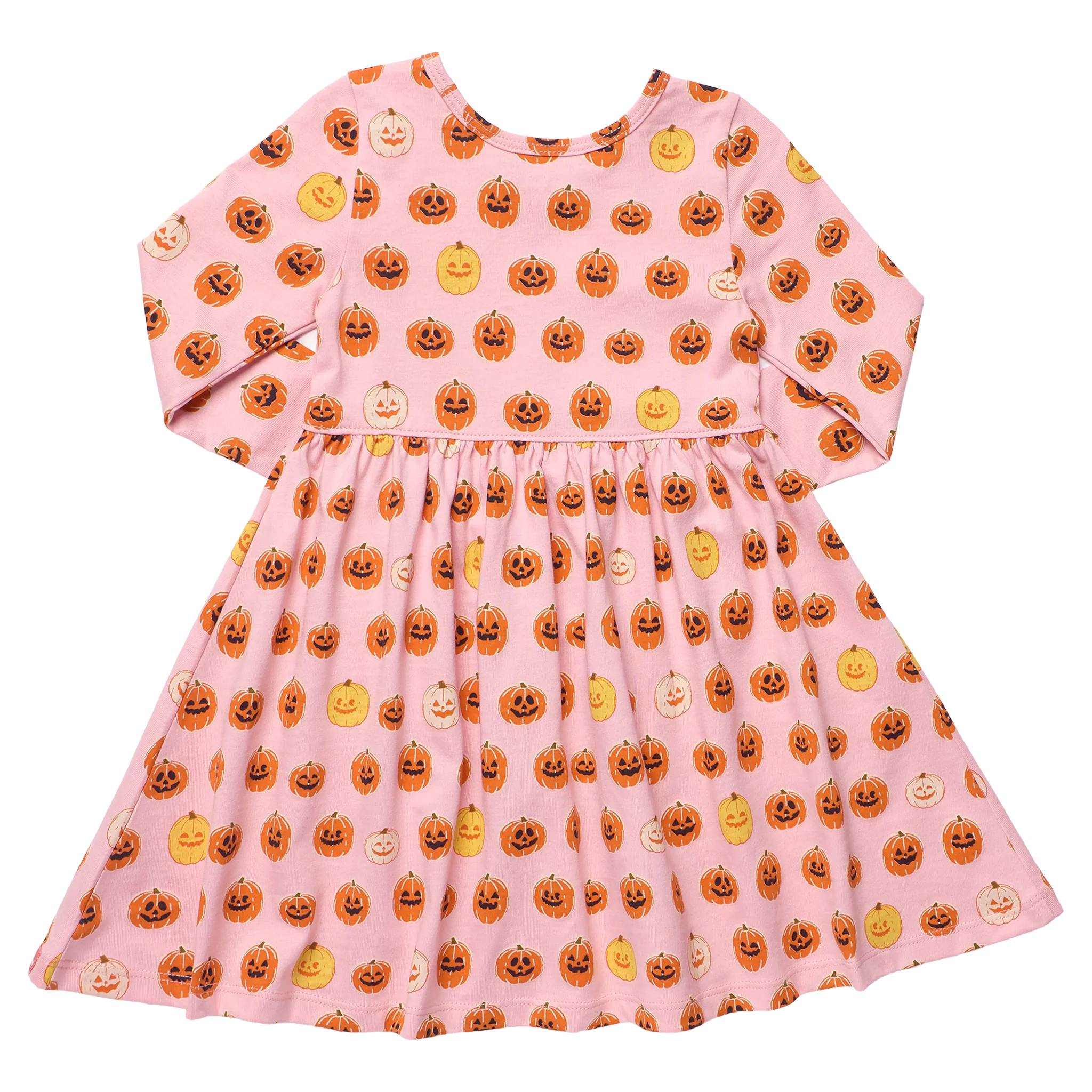 Mixed Jack O'Lanterns Long Sleeve Sunny Dress