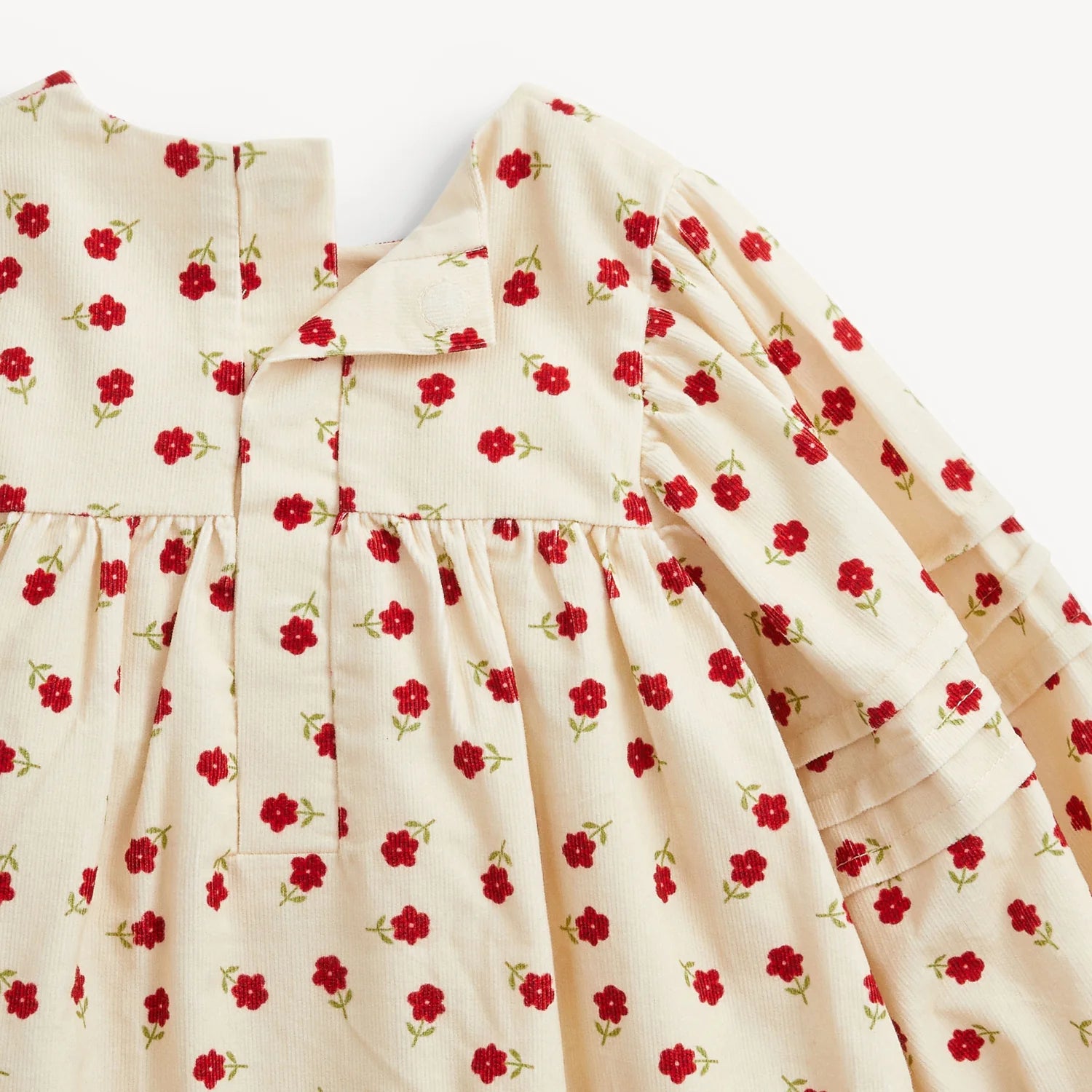Floral Corduroy Puff Sleeve Dress