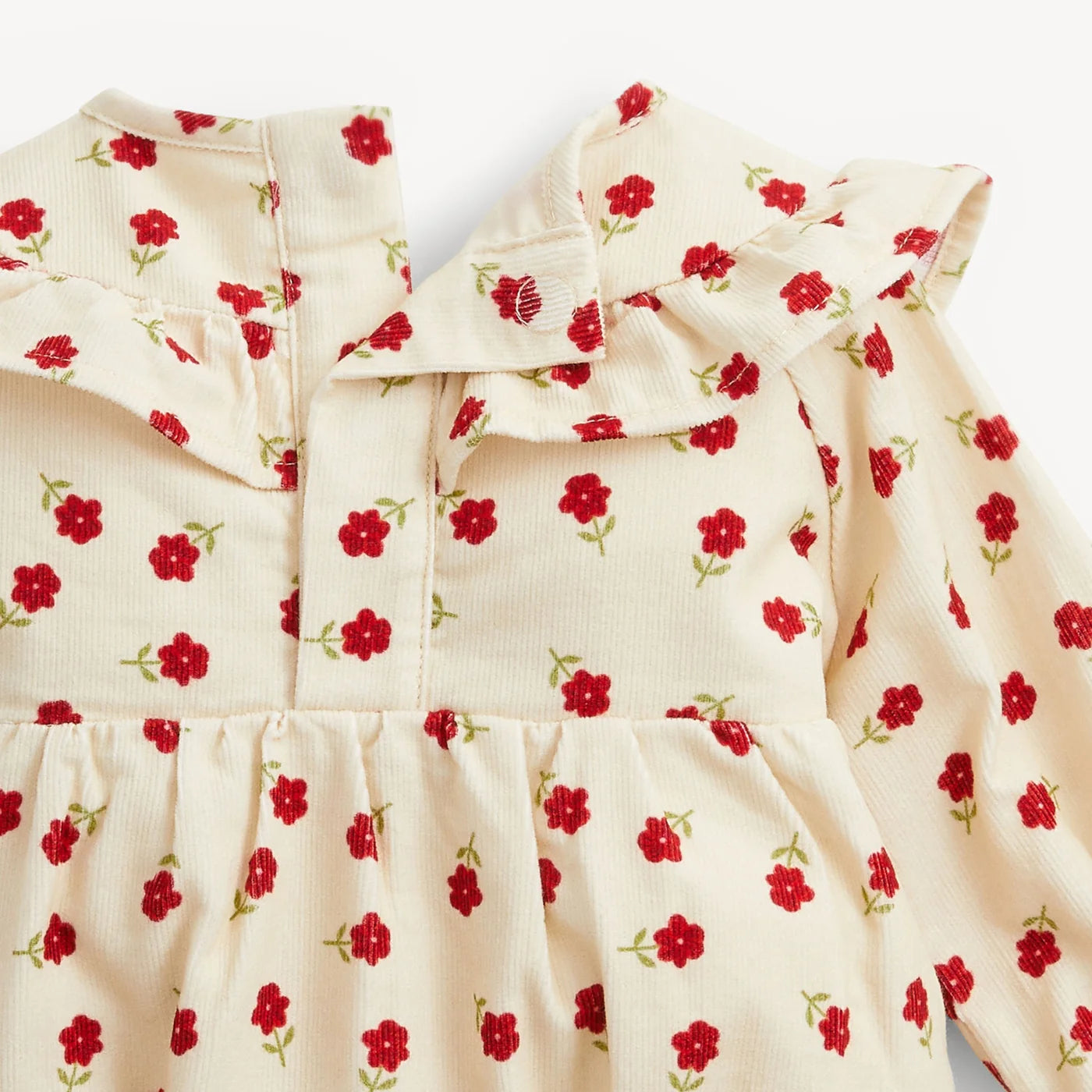 Floral Corduroy Ruffle Romper