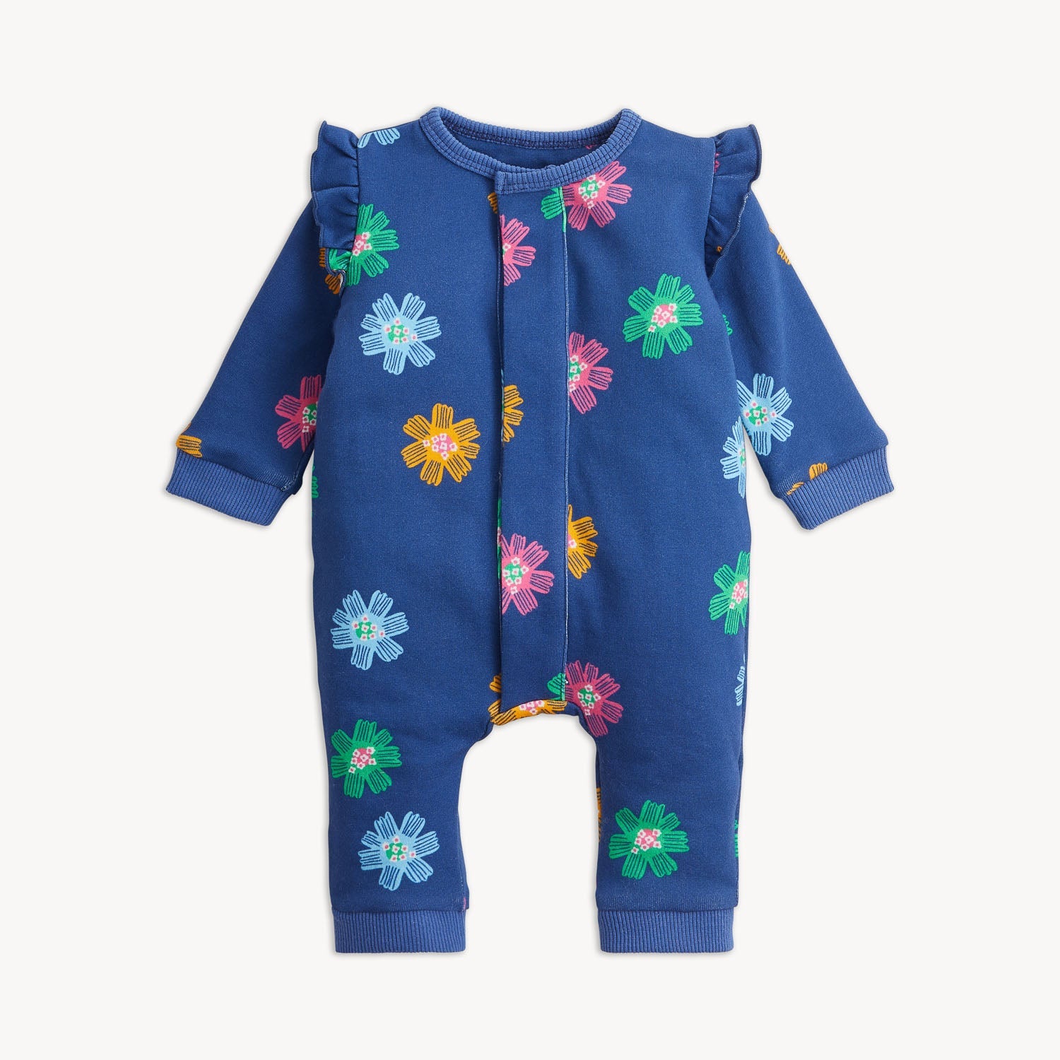 Navy Floral French Terry Romper