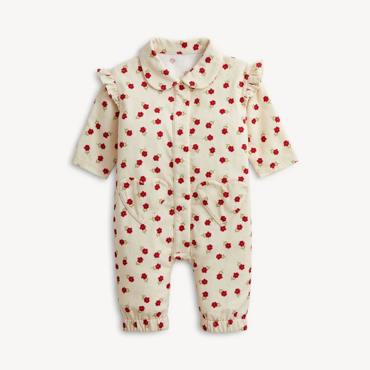 Floral Corduroy Ruffle Romper