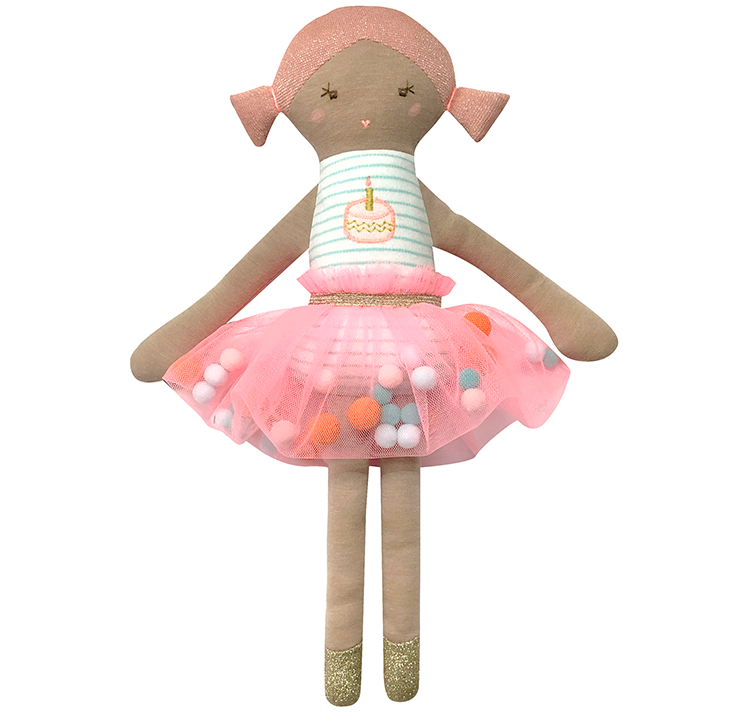 Birthday Pom Pom Sparkle Knit Doll