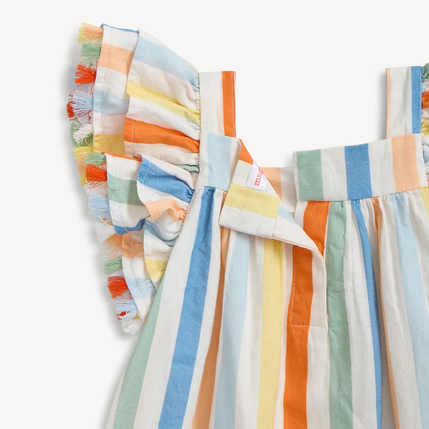 Multi Stripe Flutter Sleeve Dress