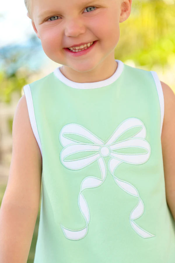 TBBC Sleeveless Eliza's Applique Dress Green Bow