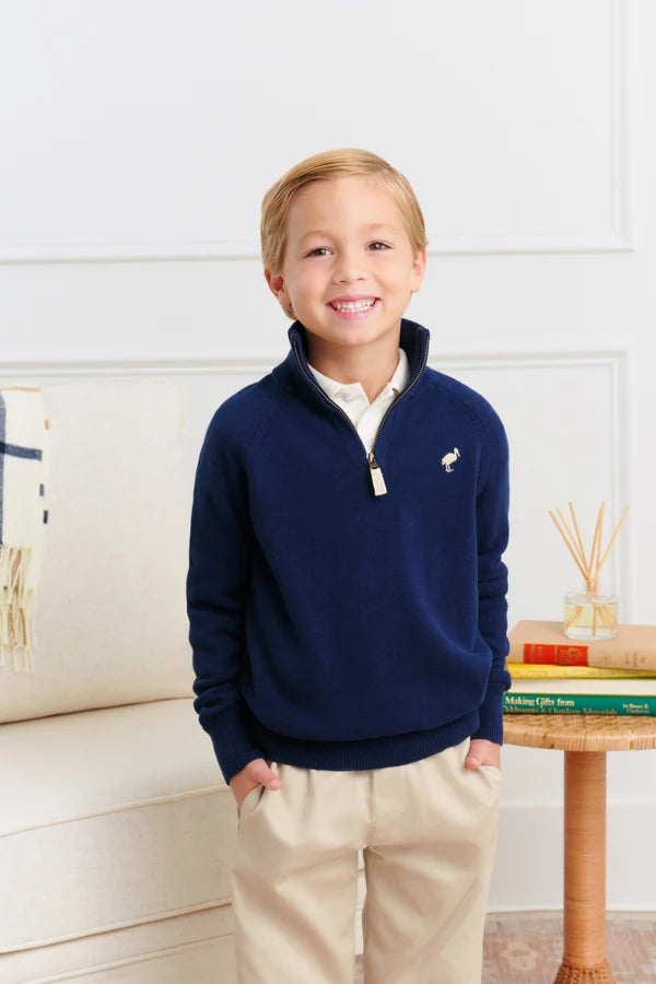 TBBC Hayden Half Zip Sweater - Nantucket Navy/Oatmeal