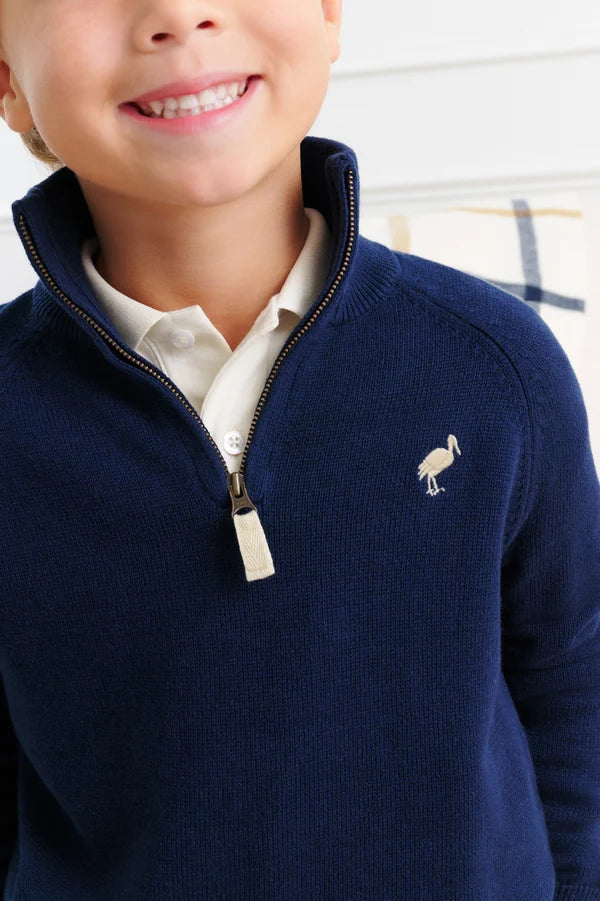 TBBC Hayden Half Zip Sweater - Nantucket Navy/Oatmeal
