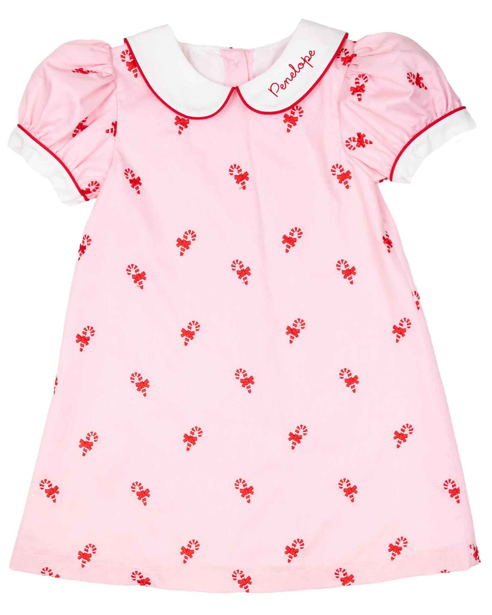 Candy Canes Embroidered Pink Dress