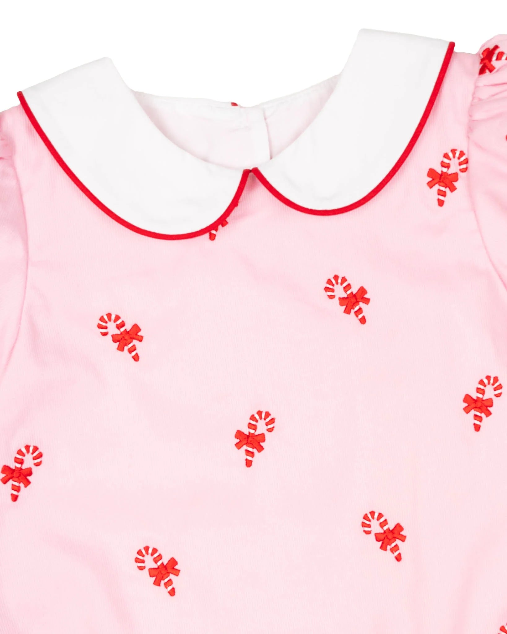 Candy Canes Embroidered Pink Bubble