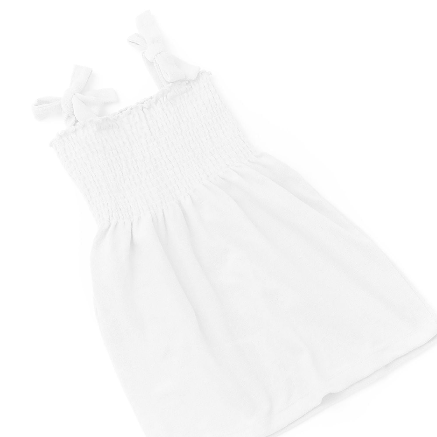 White Smocked Terry Swim Cover Up
