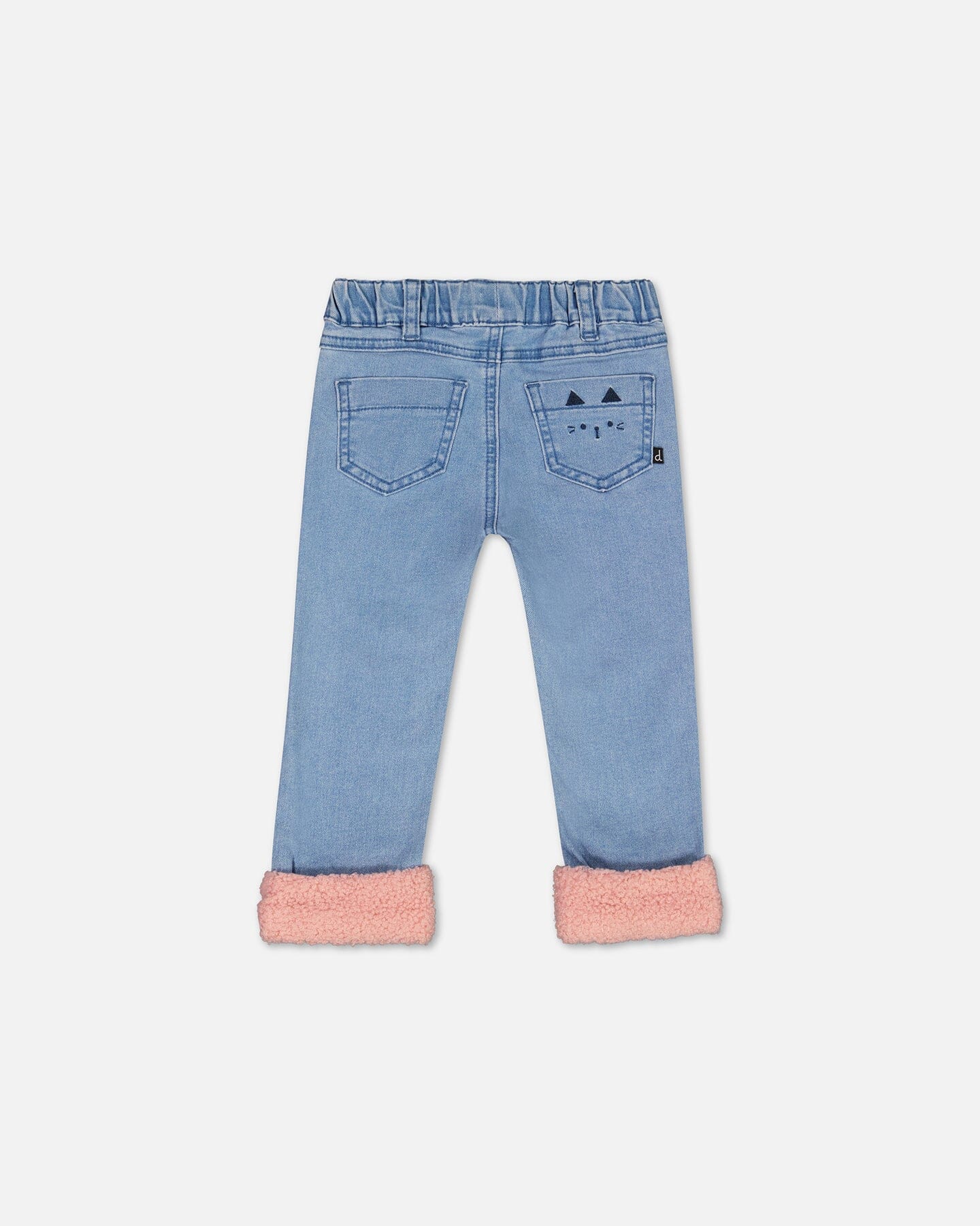 Jeans with Pink Sherpa Cat Cuffs