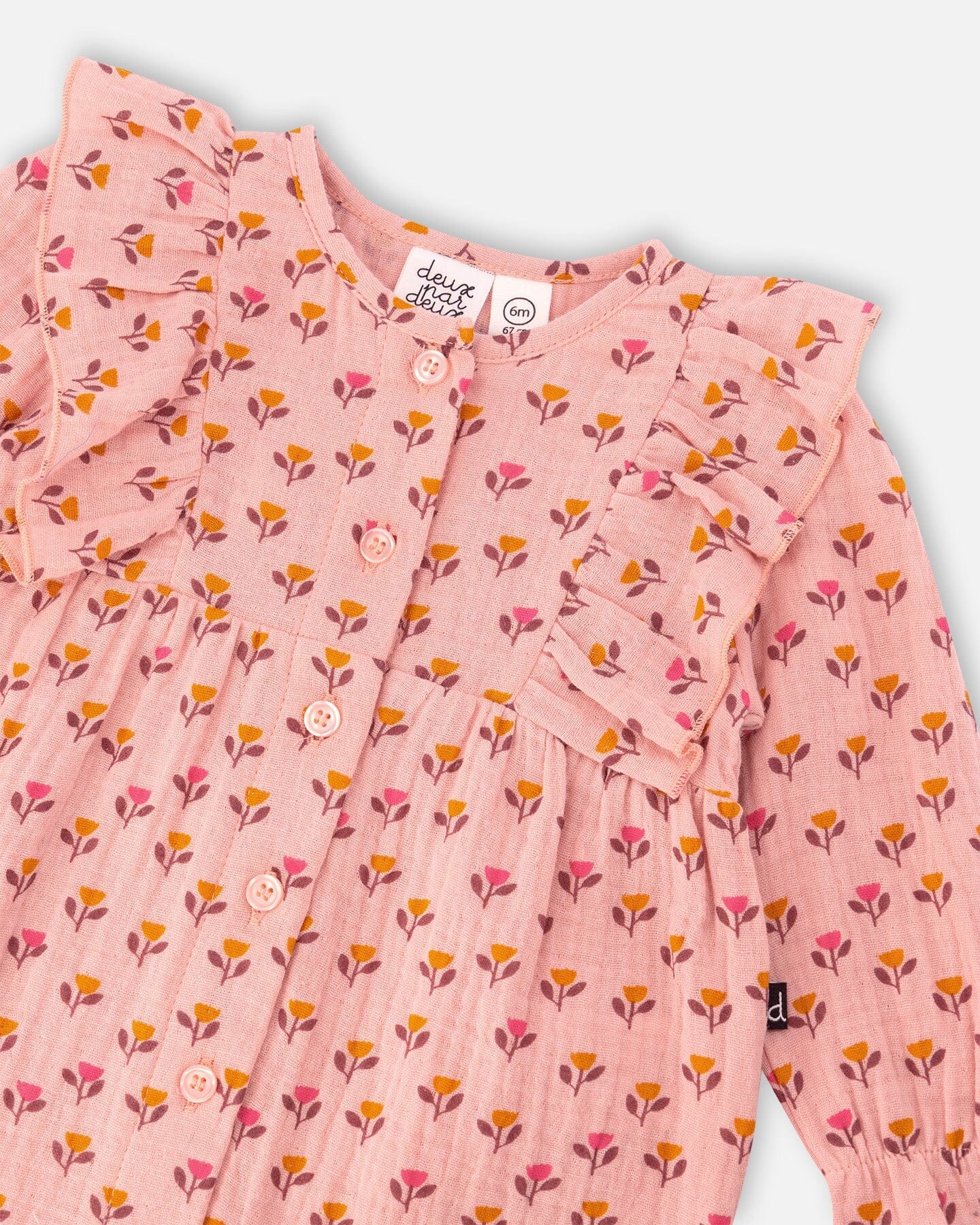 Pink Little Flower Print Ruffle Jumpsuit