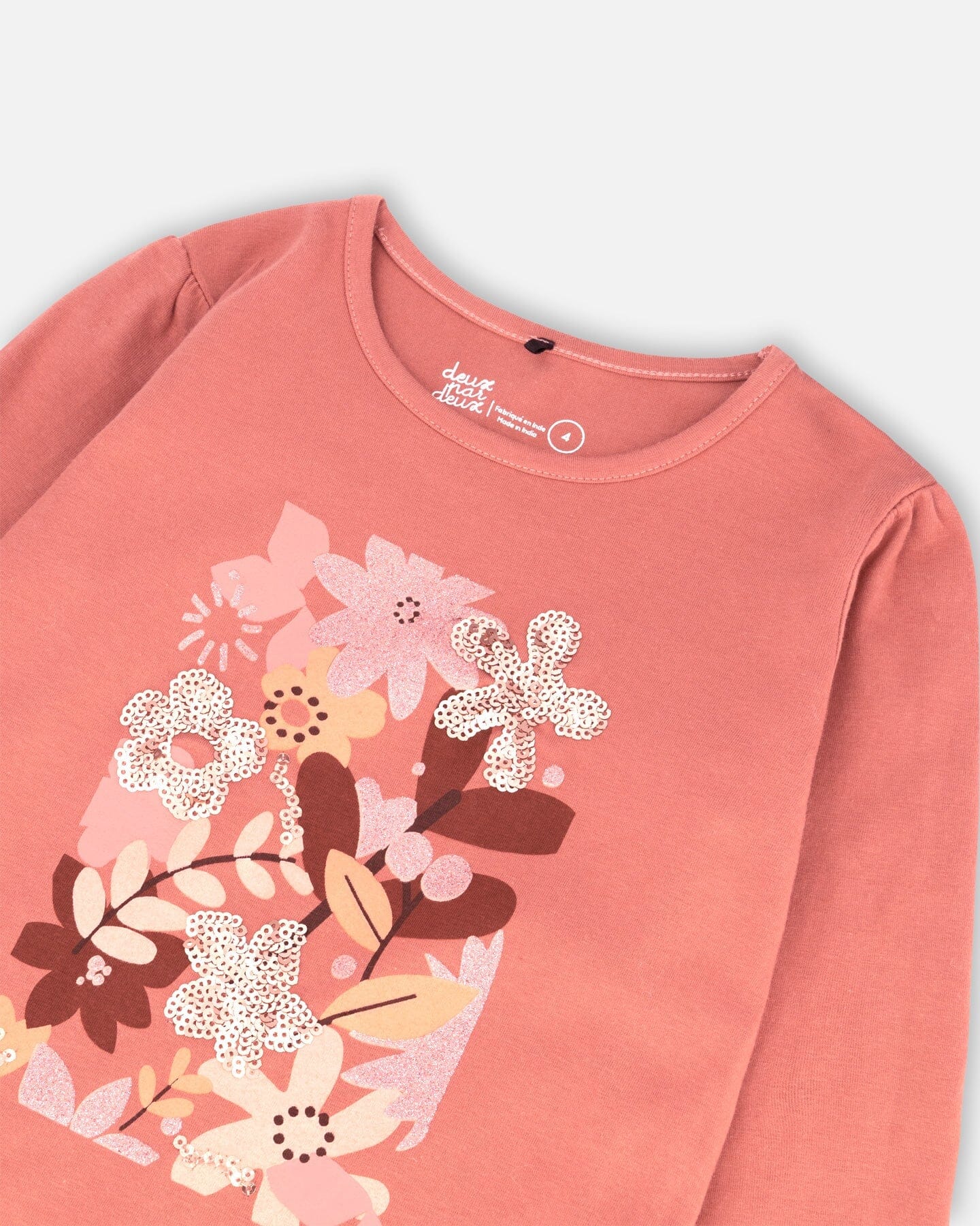 Whithered Rose Floral Puff Sleeve LS Tee