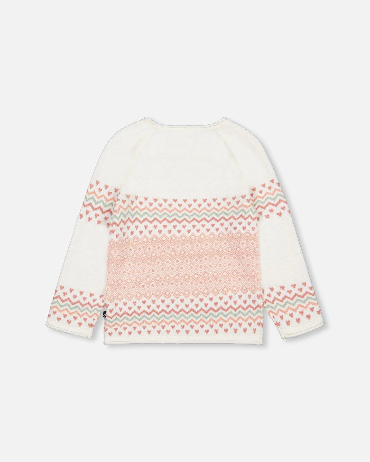 Ivory Pink Heart Raglan Jacquard Sweater