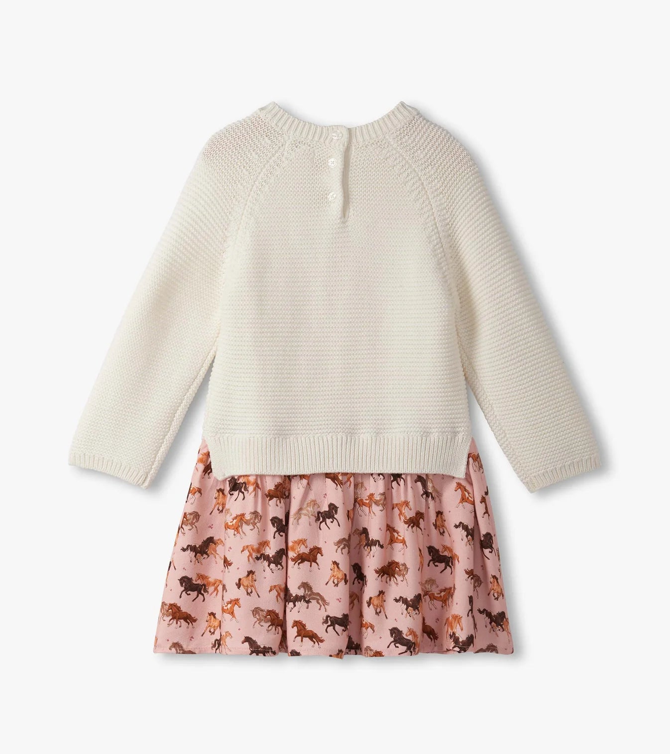 Pink Tinsel Horses Skirt Sweater Dress
