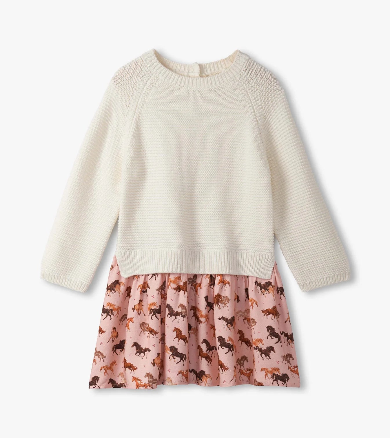 Pink Tinsel Horses Skirt Sweater Dress