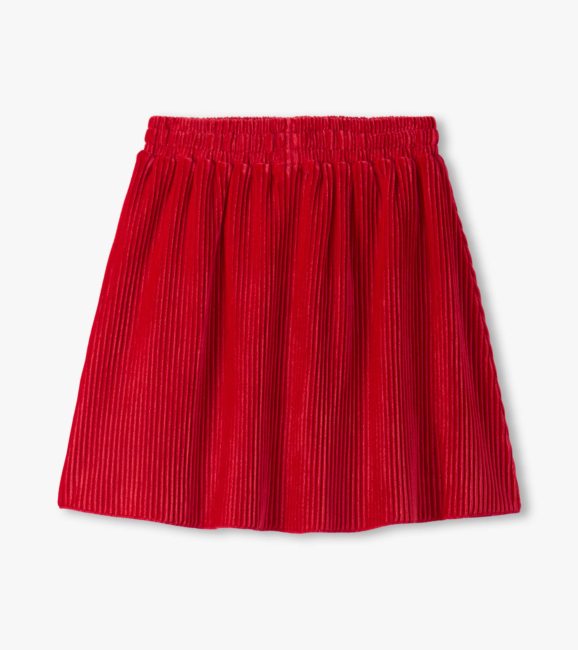 Chex Red Pleated Velour Skirt