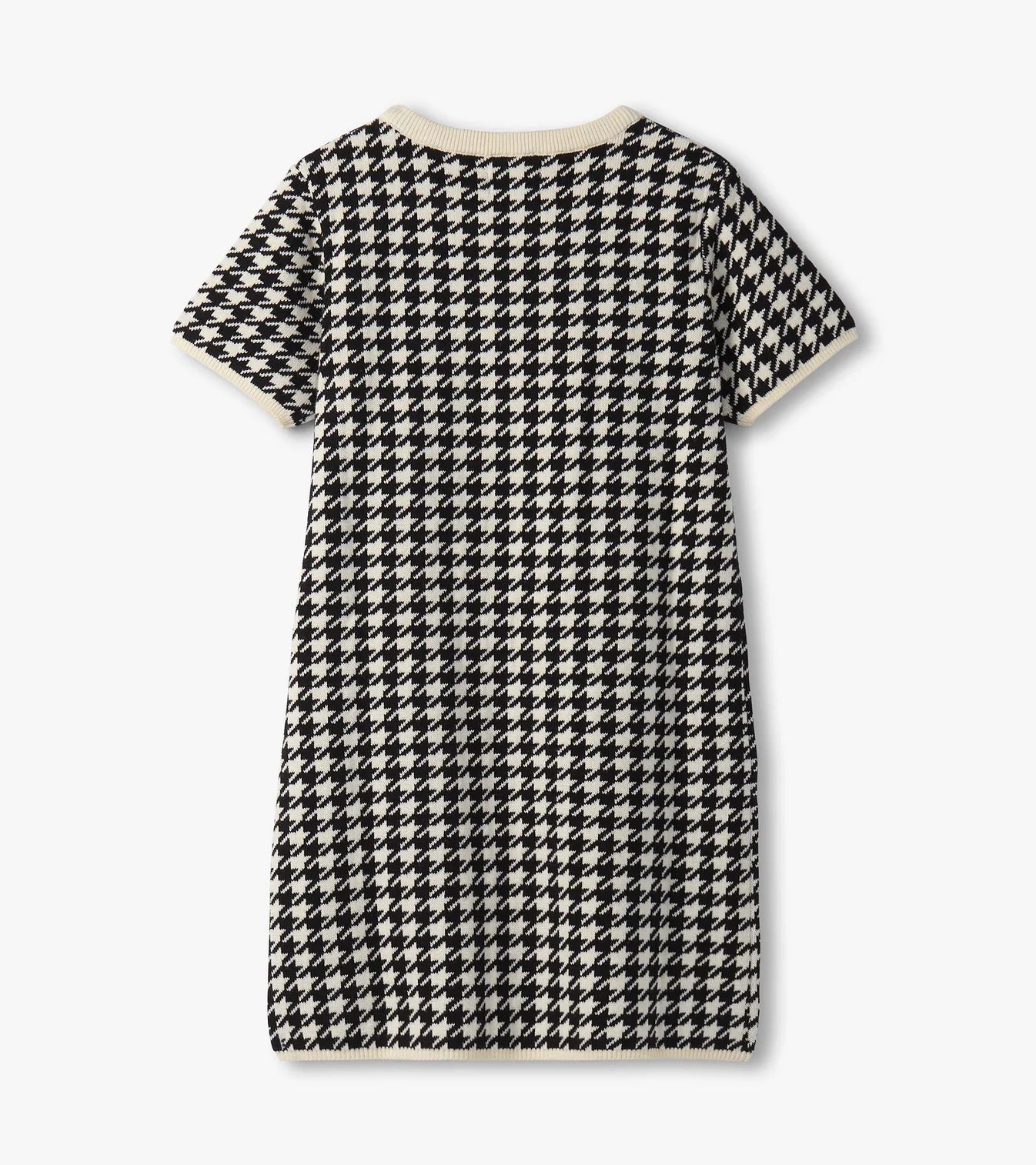 Black Cream Houndstooth Sweater Dress