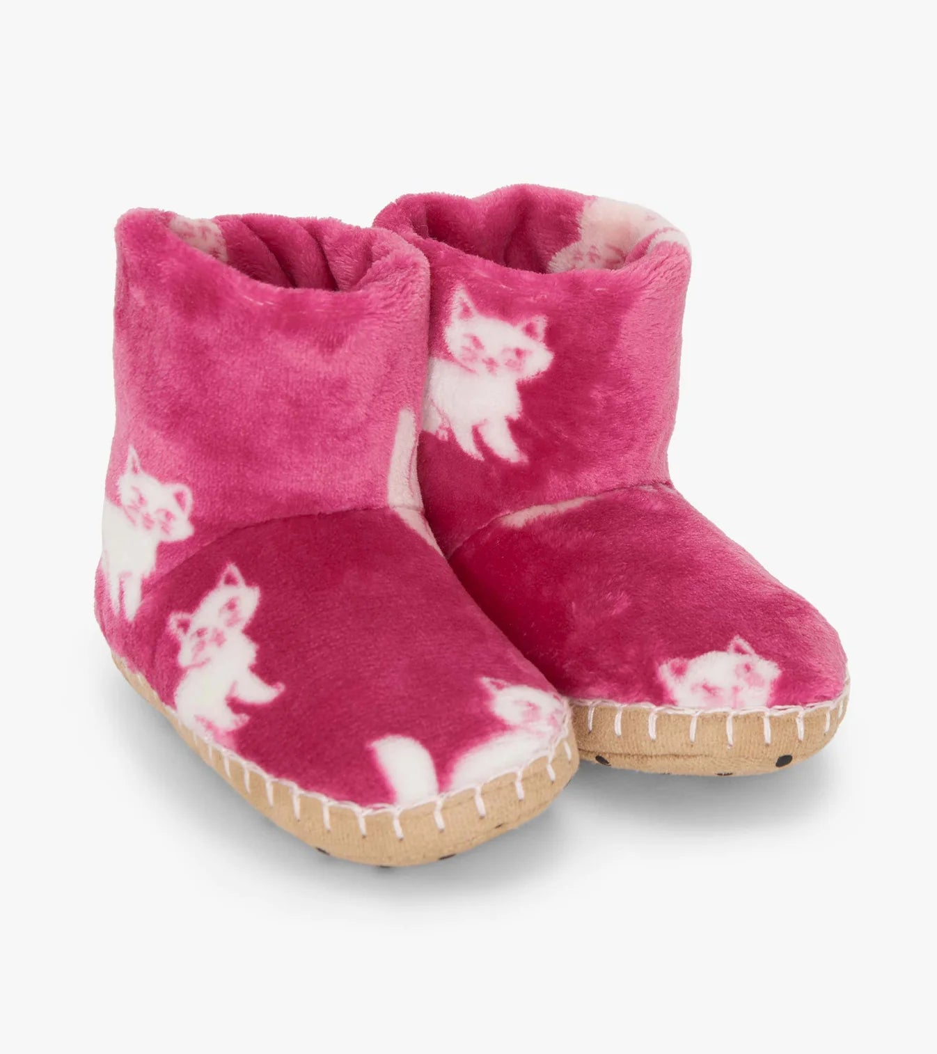 Hot Pink Little Kitties Fleece Slippers