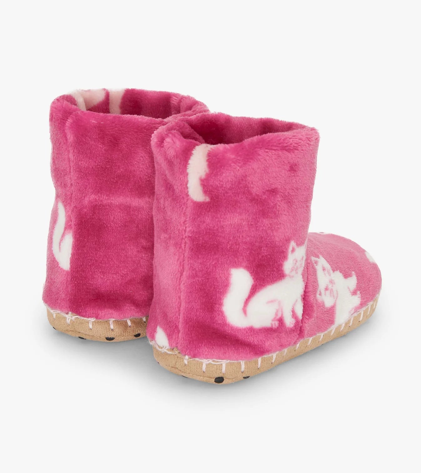 Hot Pink Little Kitties Fleece Slippers
