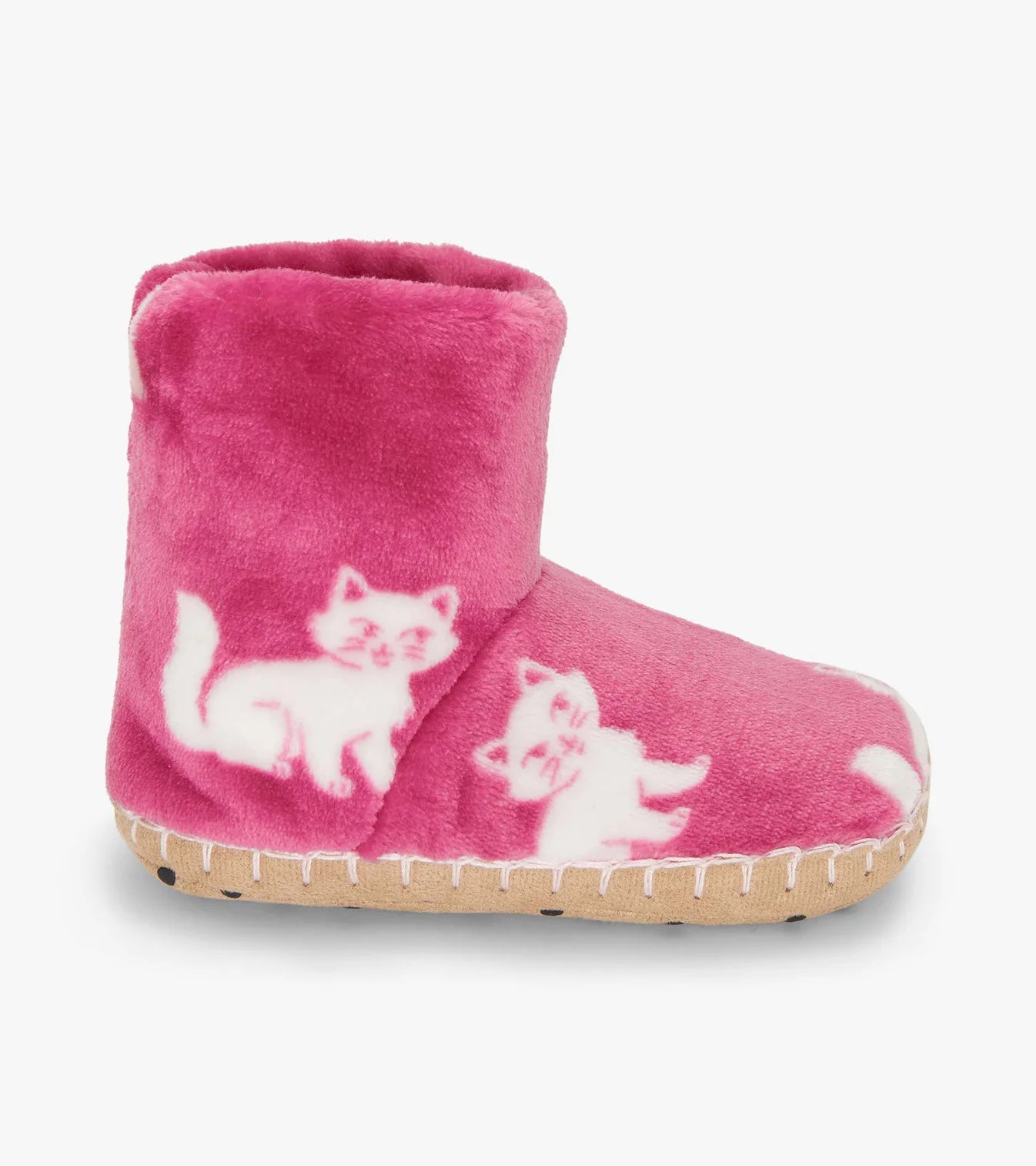 Hot Pink Little Kitties Fleece Slippers