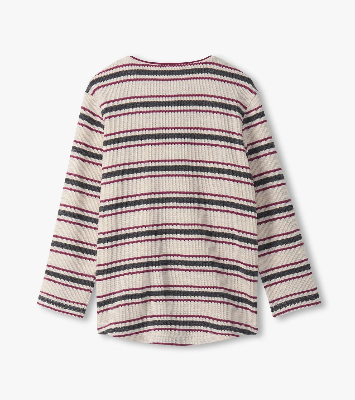 Oatmeal Melange Stripes Waffle Henley Shirt