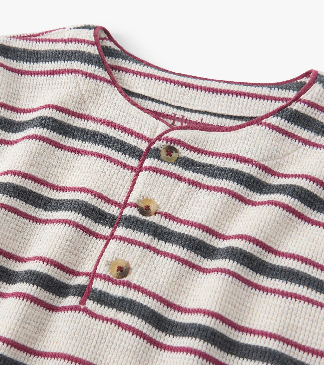 Oatmeal Melange Stripes Waffle Henley Shirt