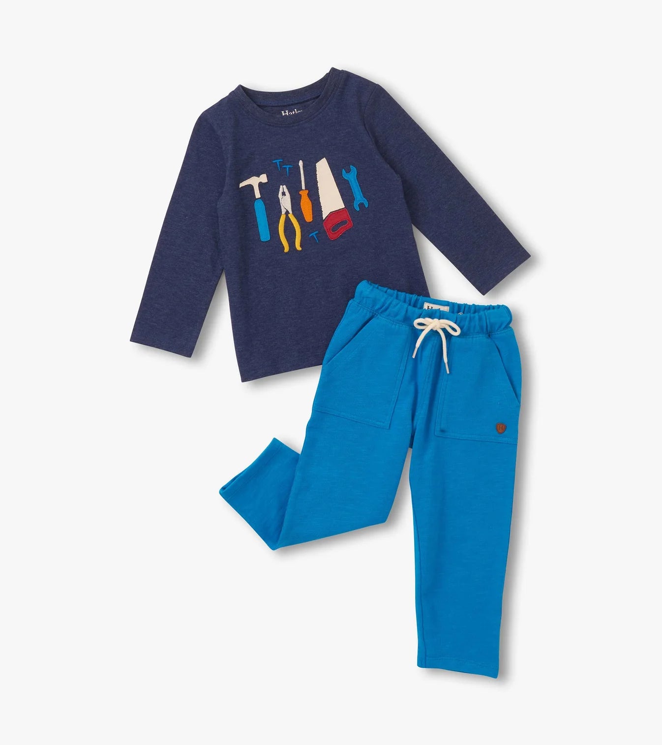 Navy Emb Tools LS Tee & Blue Pants Set