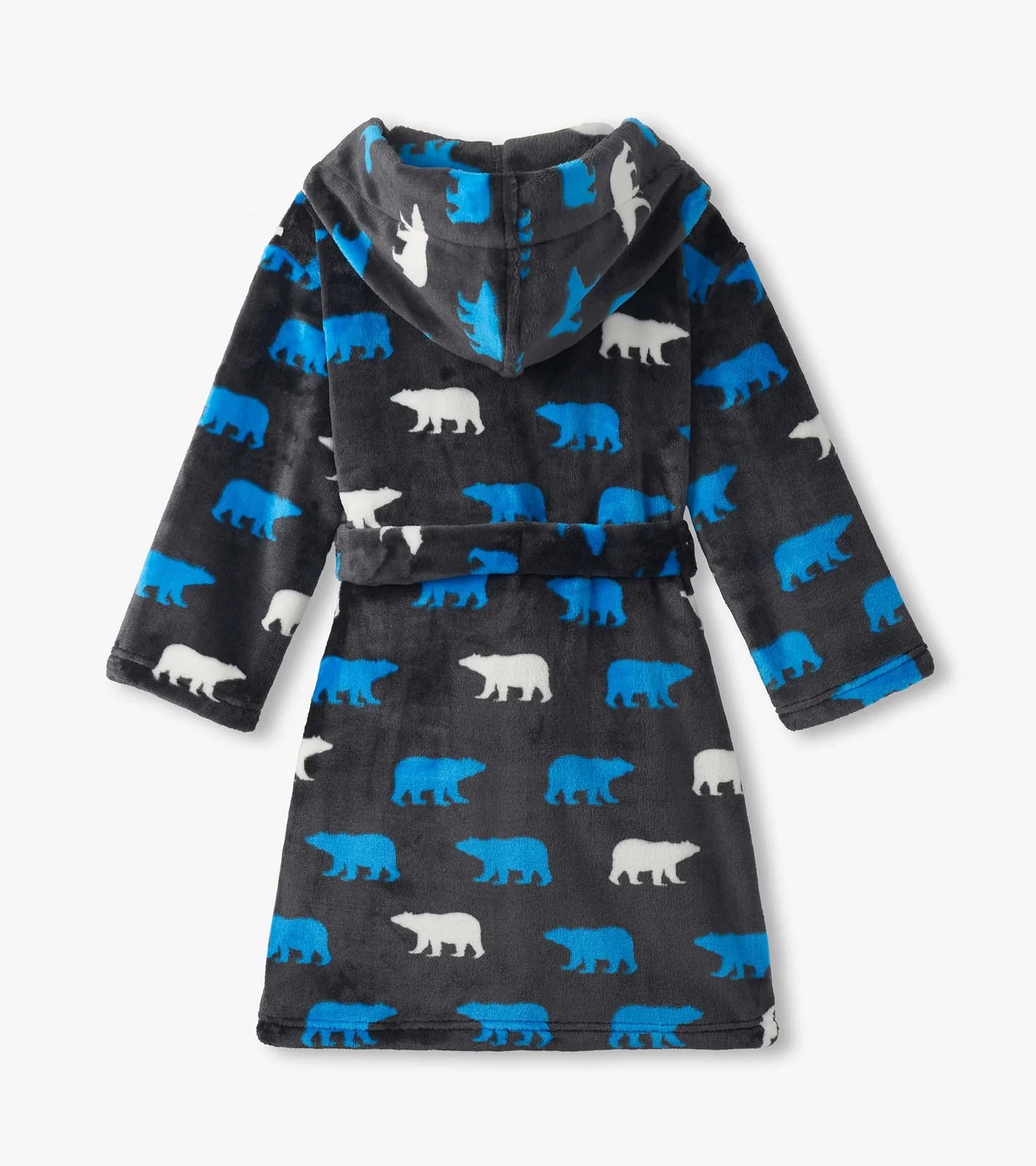 Dark Gray Polar Bear Silhouette Fleece Robe