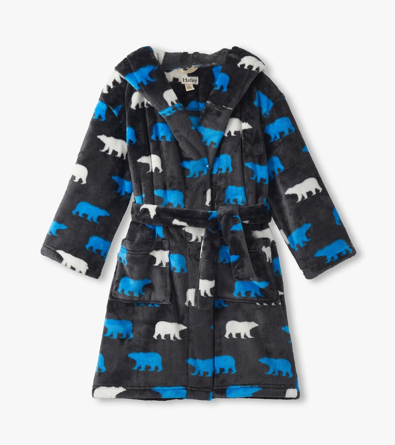 Dark Gray Polar Bear Silhouette Fleece Robe