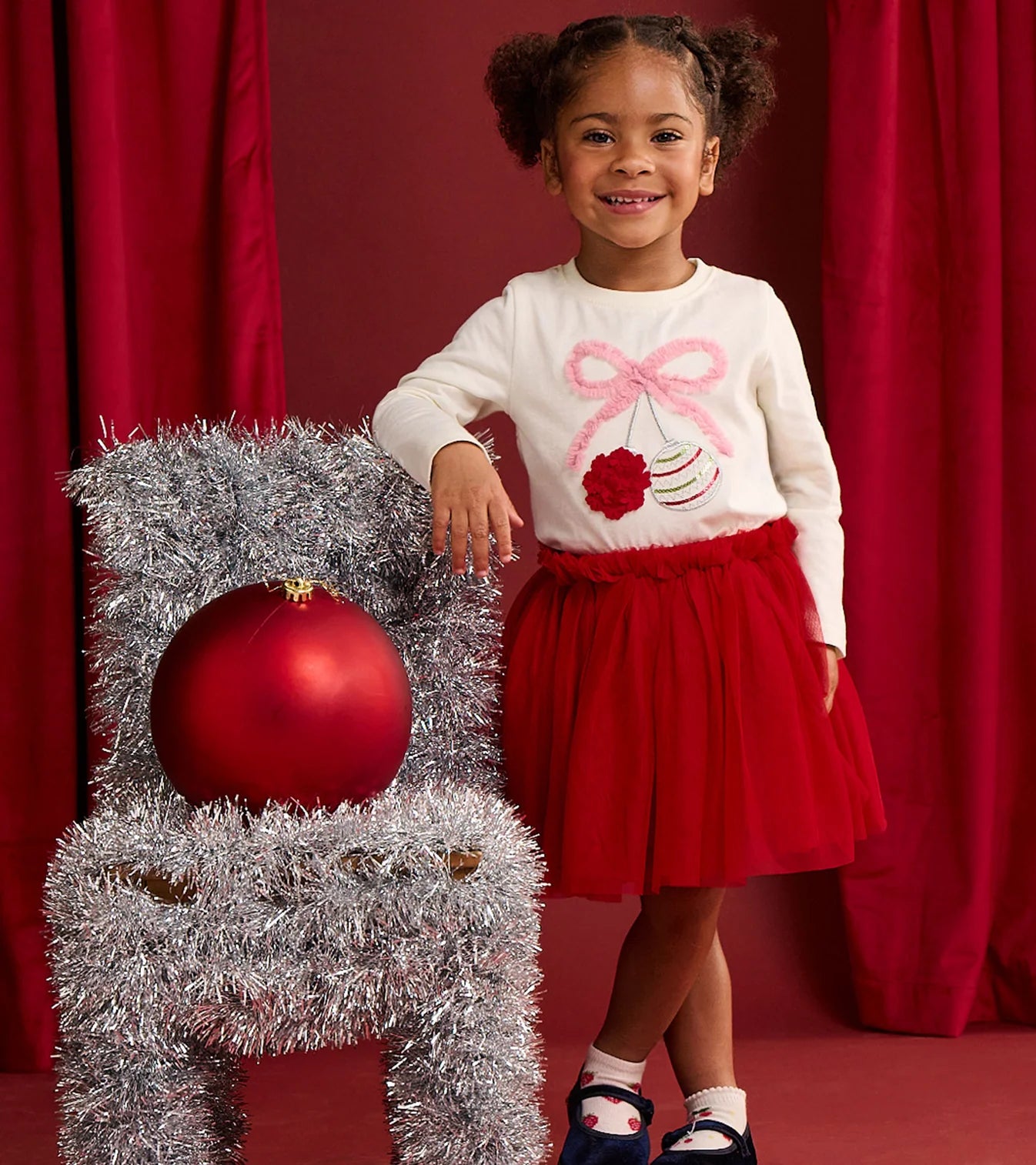 Ornament Bow Gathered Back Tee