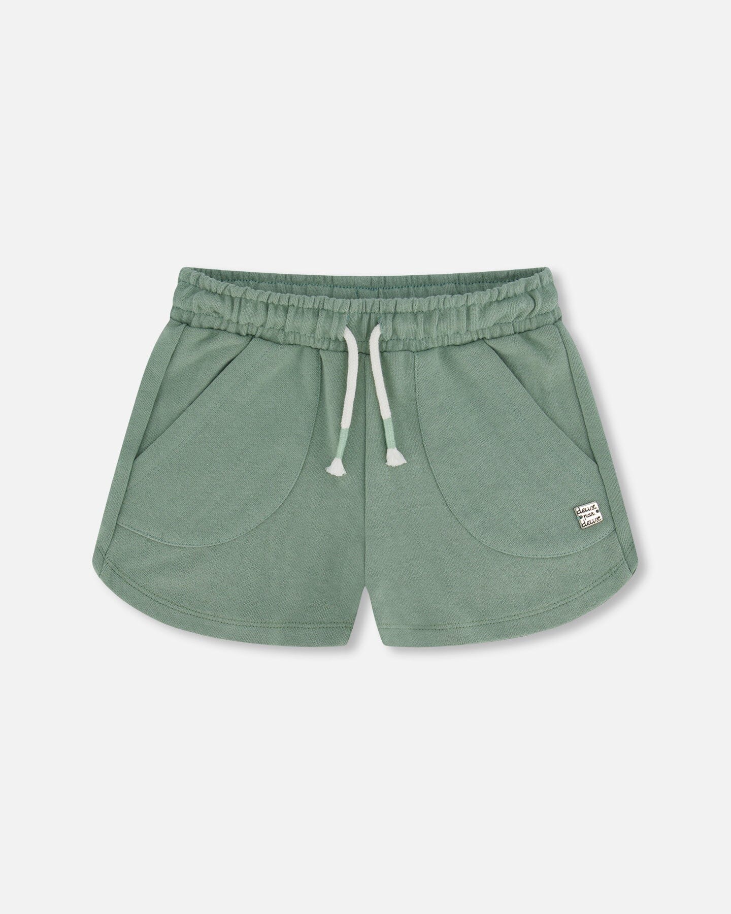 Green French Terry Elastic Waist Pocket Shorts
