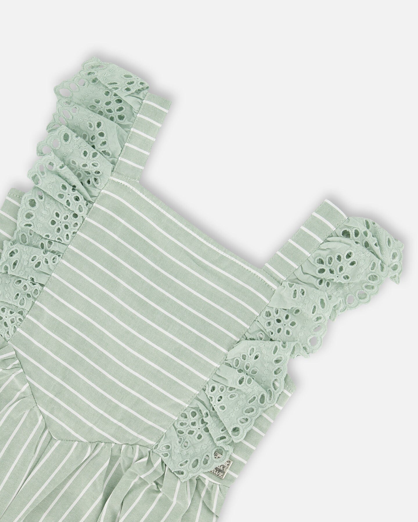 Green Stripe Sleeveless Frill Shoulder Jumpsuit