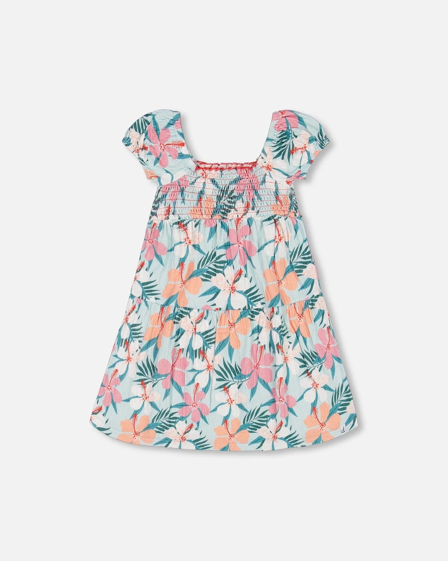 Beach Hibiscus Smock Crinkle Dress