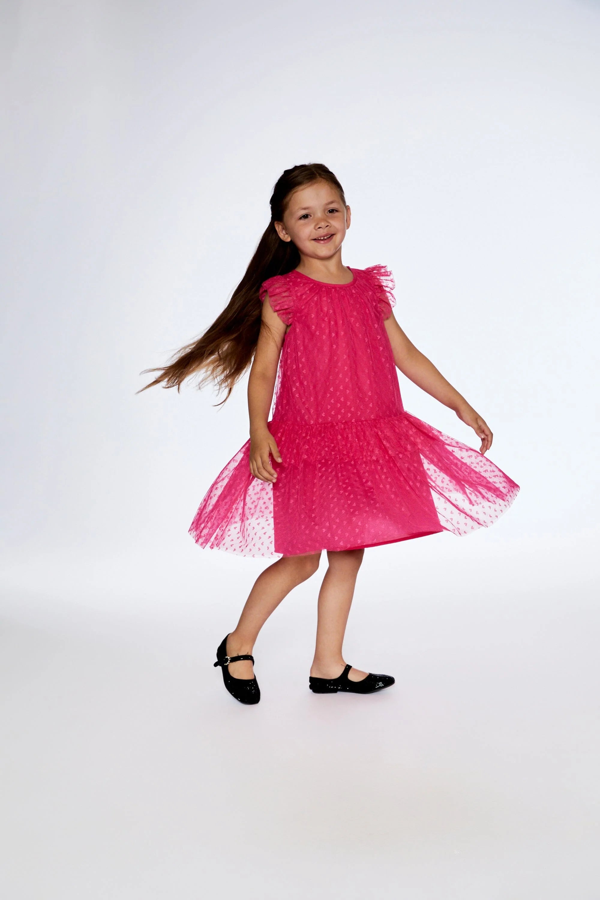 Azalea Pink Hearts Tulle Frill Dress