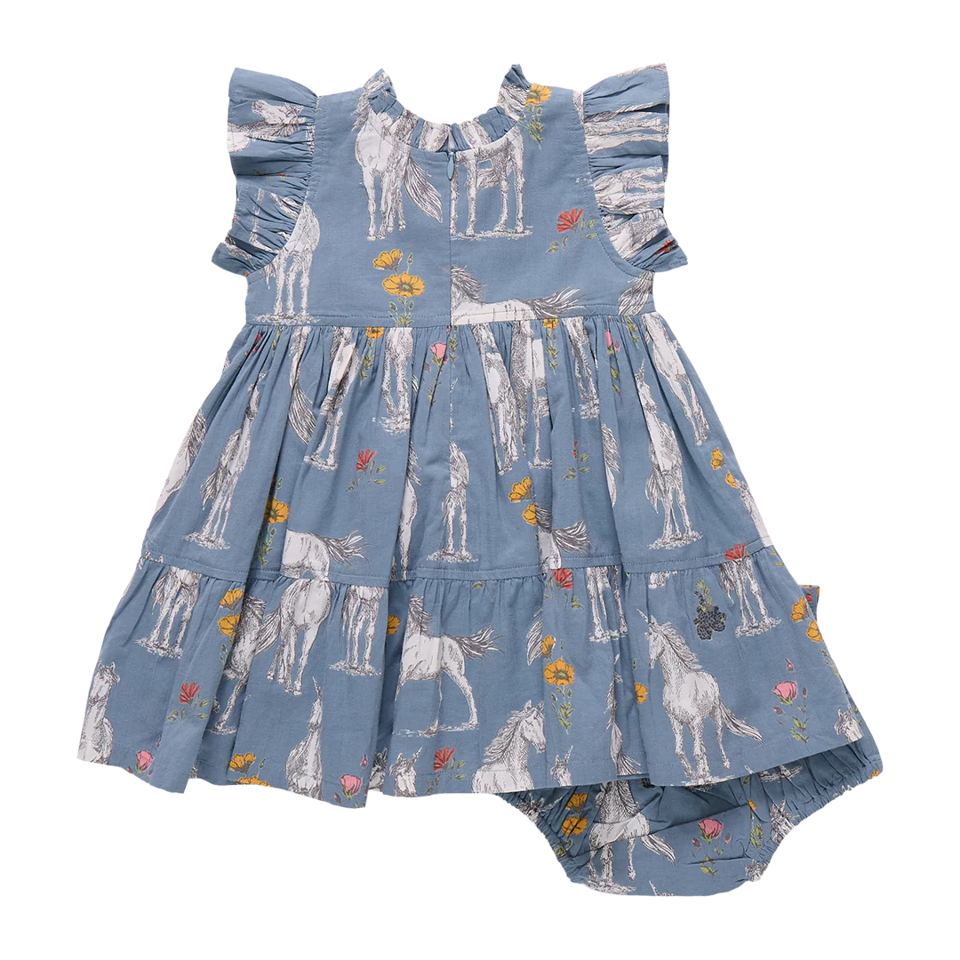 Jennifer Dress Set Blue Unicorn Field