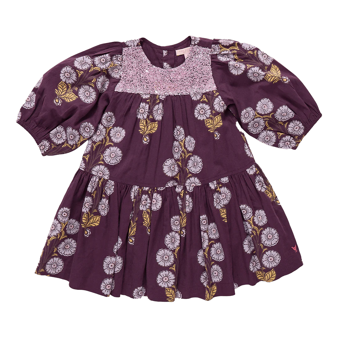 Fiona Dress Plum Buttercup Floral