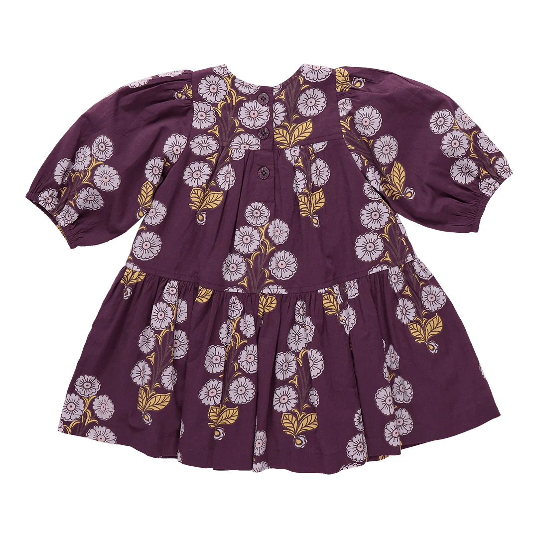 Fiona Dress Plum Buttercup Floral