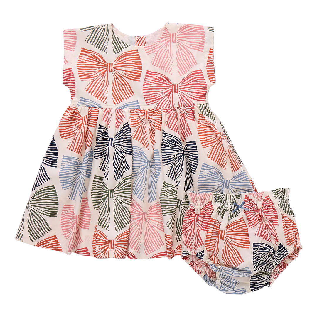 Adaline Dress Set Multi Striped Bows